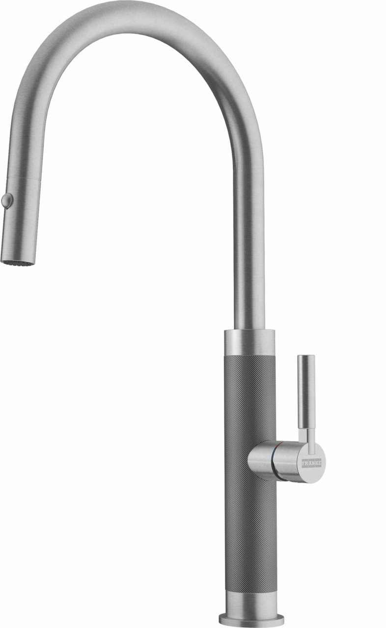 An image of Franke Mythos Masterpiece J Pull Down Spray Tap - Stainless Steel