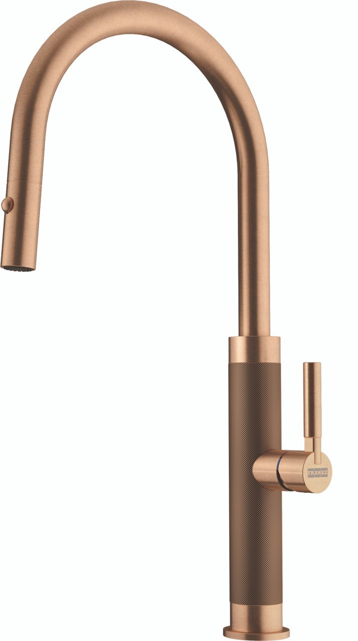 An image of Franke Mythos Masterpiece J Pull Down Spray Tap - Copper