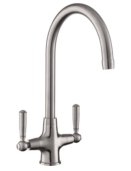 An image of Rangemaster Aquaclassic Dual Lever Mixer Tap - Brushed