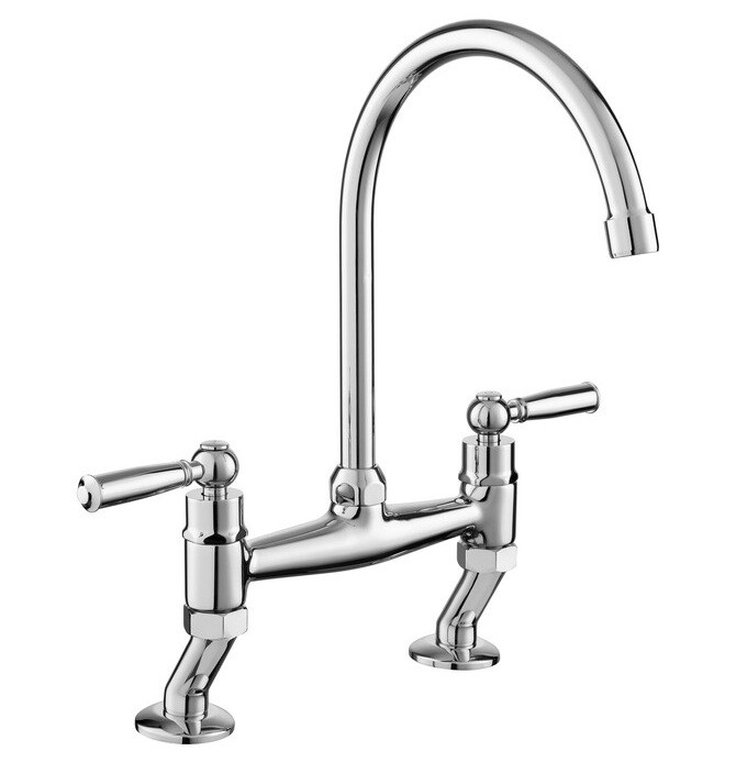 An image of Rangemaster Belfast Bridge Dual Lever Mixer Tap - Chrome