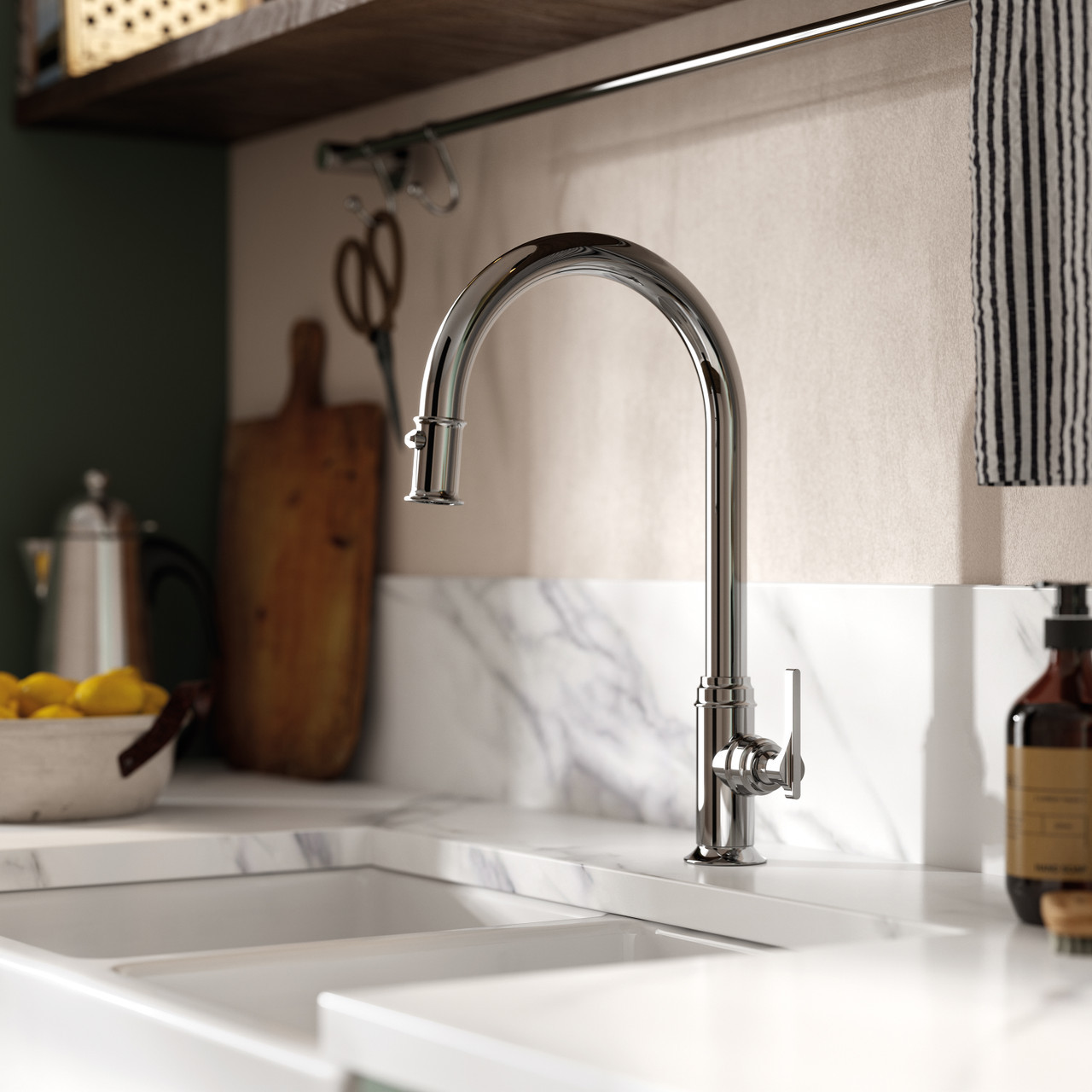 An image of Perrin & Rowe Southbank 4944 Single Lever Mixer with Pull-Out Rinse Kitchen Tap ...