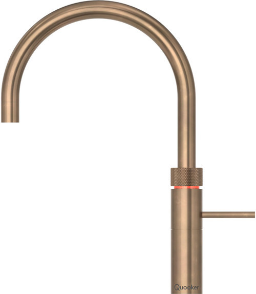 An image of Quooker Fusion Round Boiling Water Patinated Brass Tap with Tank