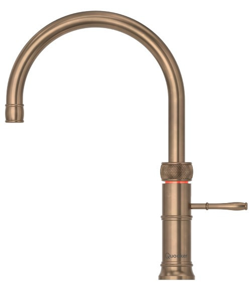 An image of Quooker Classic Fusion Round Boiling Water Patinated Brass Tap with Tank