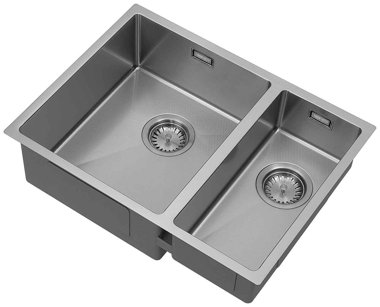 An image of 1810 HEXDUO10 340/180U BBL Undermount/Inset 1.5 Bowl Sink - Gunmetal