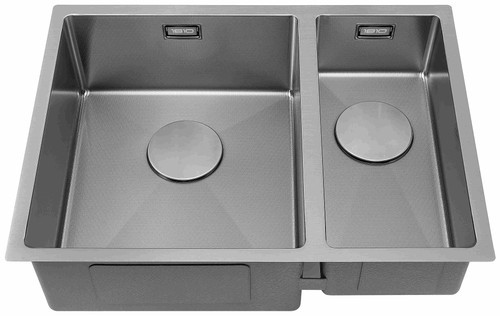 An image of 1810 HEXDUO10 340/180U BBL Undermount/Inset 1.5 Bowl Sink - Gunmetal