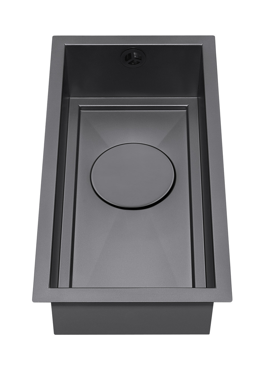 An image of 1810 AXIXUNO 190U Single Bowl Undermount Sink - Matte Black