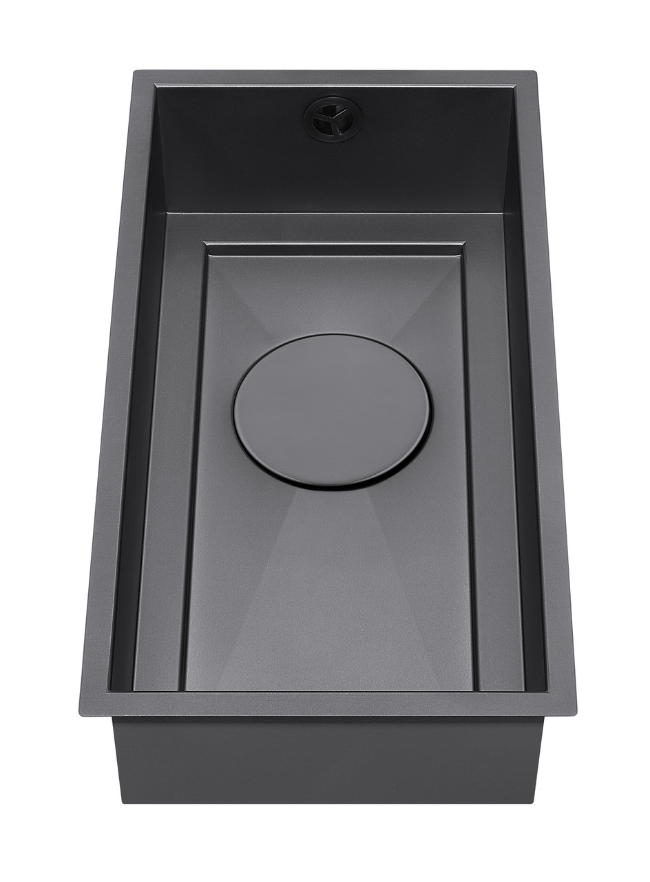 An image of 1810 AXIXUNO 210U Single Bowl Undermount Sink - Matte Black