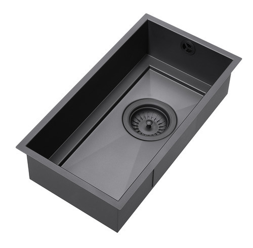 An image of 1810 AXIXUNO 210U Single Bowl Undermount Sink - Matte Black