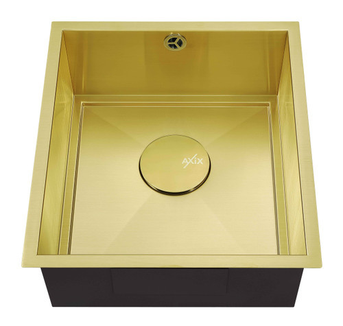 An image of 1810 AXIXUNO 355U Single Bowl Undermount Sink 16MM - Gold Brass