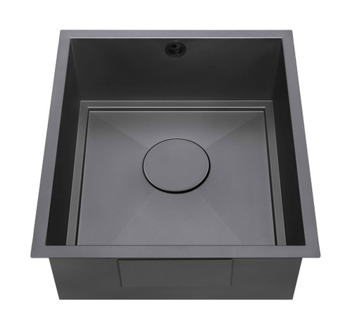 An image of 1810 AXIXUNO 355U Single Bowl Undermount Sink 16MM - Matte Black