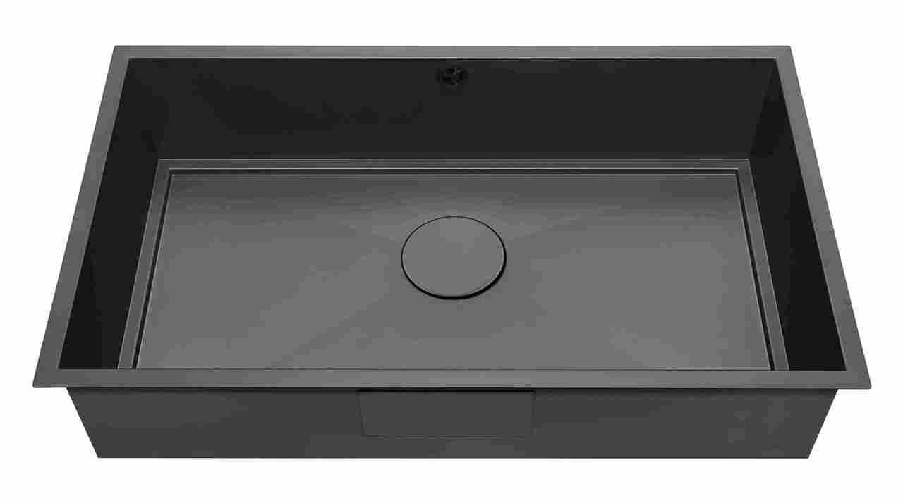 An image of 1810 AXIXUNO 700U Single Bowl Undermount Sink 16MM - Matte Black