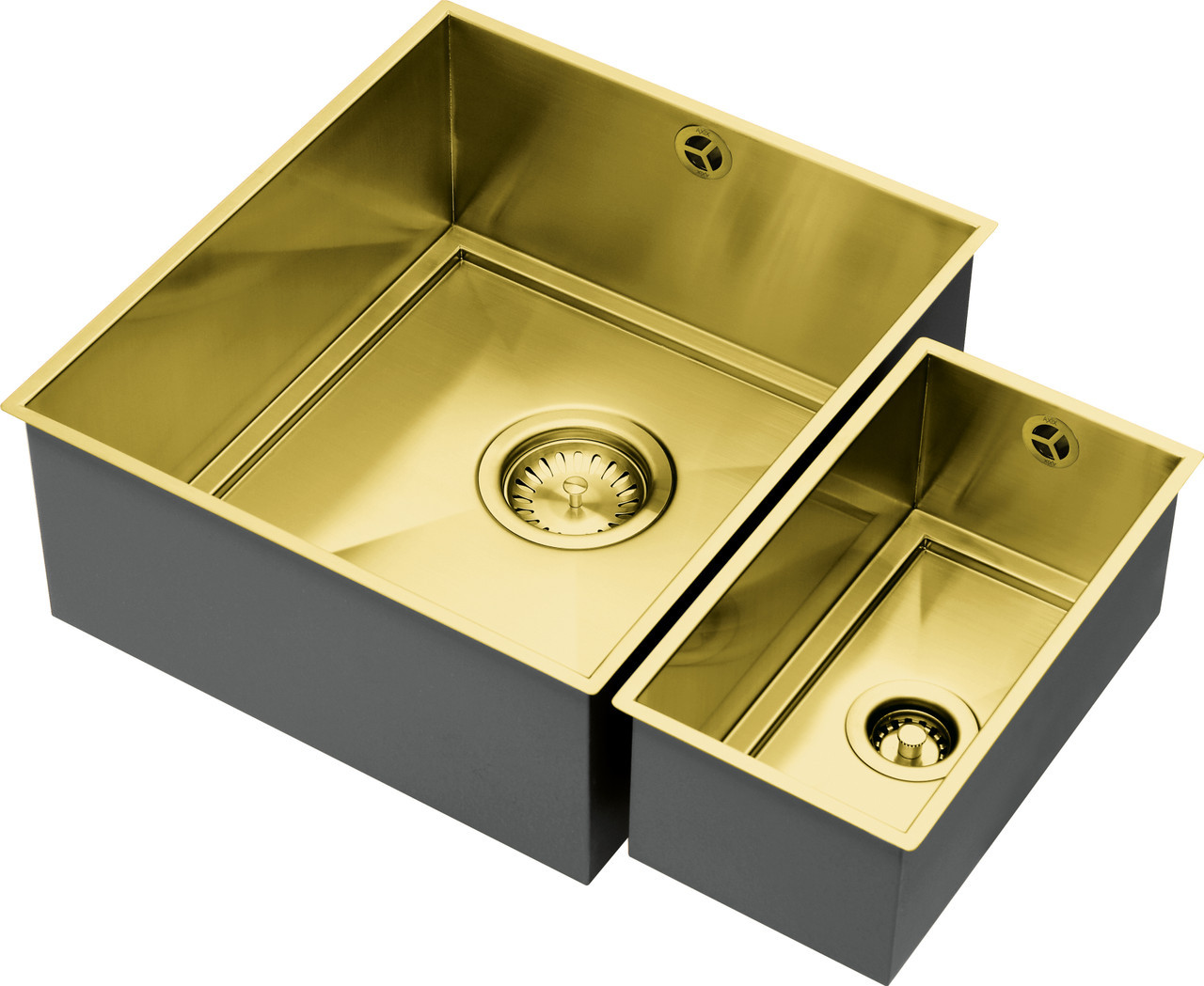 An image of 1810 AXIXUNO SET B - 355U & 150U Undermount 1.5 Bowl Sink - Gold Brass