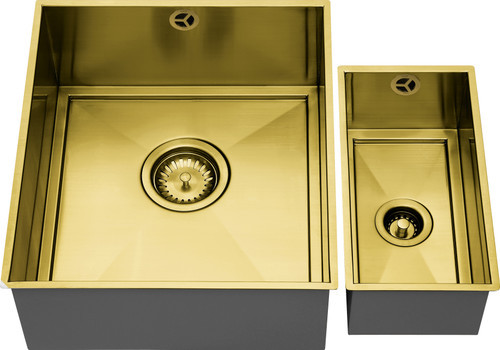An image of 1810 AXIXUNO SET B - 355U & 150U Undermount 1.5 Bowl Sink - Gold Brass