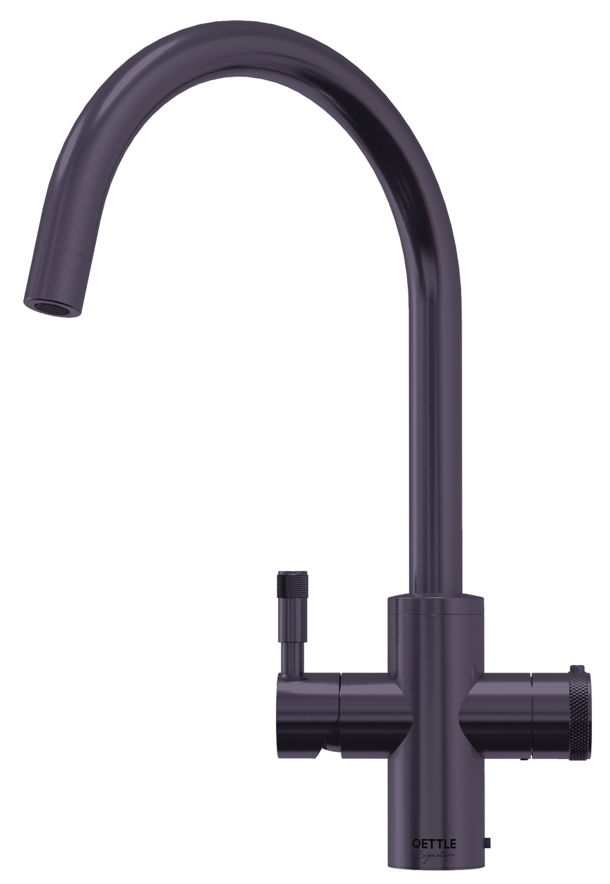 An image of QETTLE Signature 4 in 1 Round Gunmetal Boiling Water Tap with 4L Tank