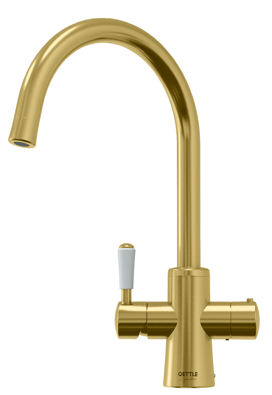 An image of QETTLE Signature Classic 4 in 1 Round Brass Boiling Water Tap with 4L Tank