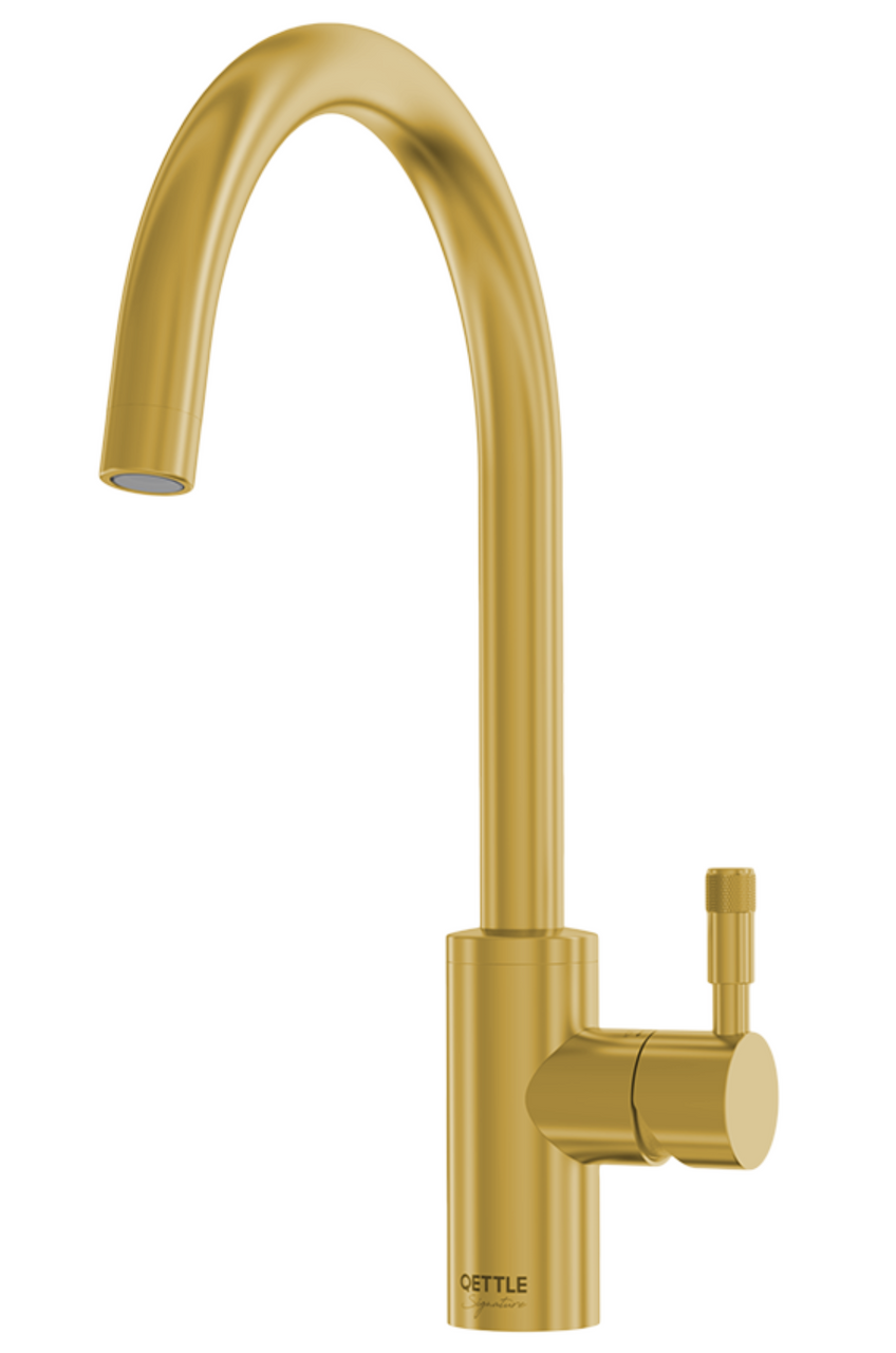 An image of QETTLE Signature Modern Round Mixer Single Lever Tap - Brass