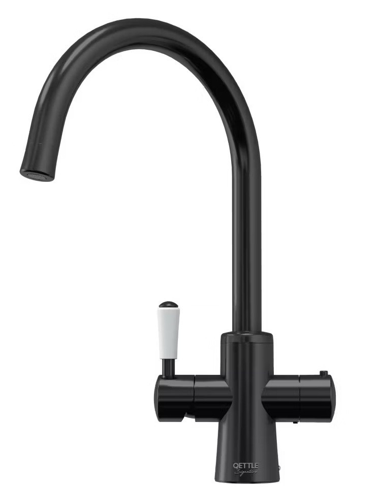An image of QETTLE Signature Classic 4 in 1 Round Black Boiling Water Tap with 4L Tank