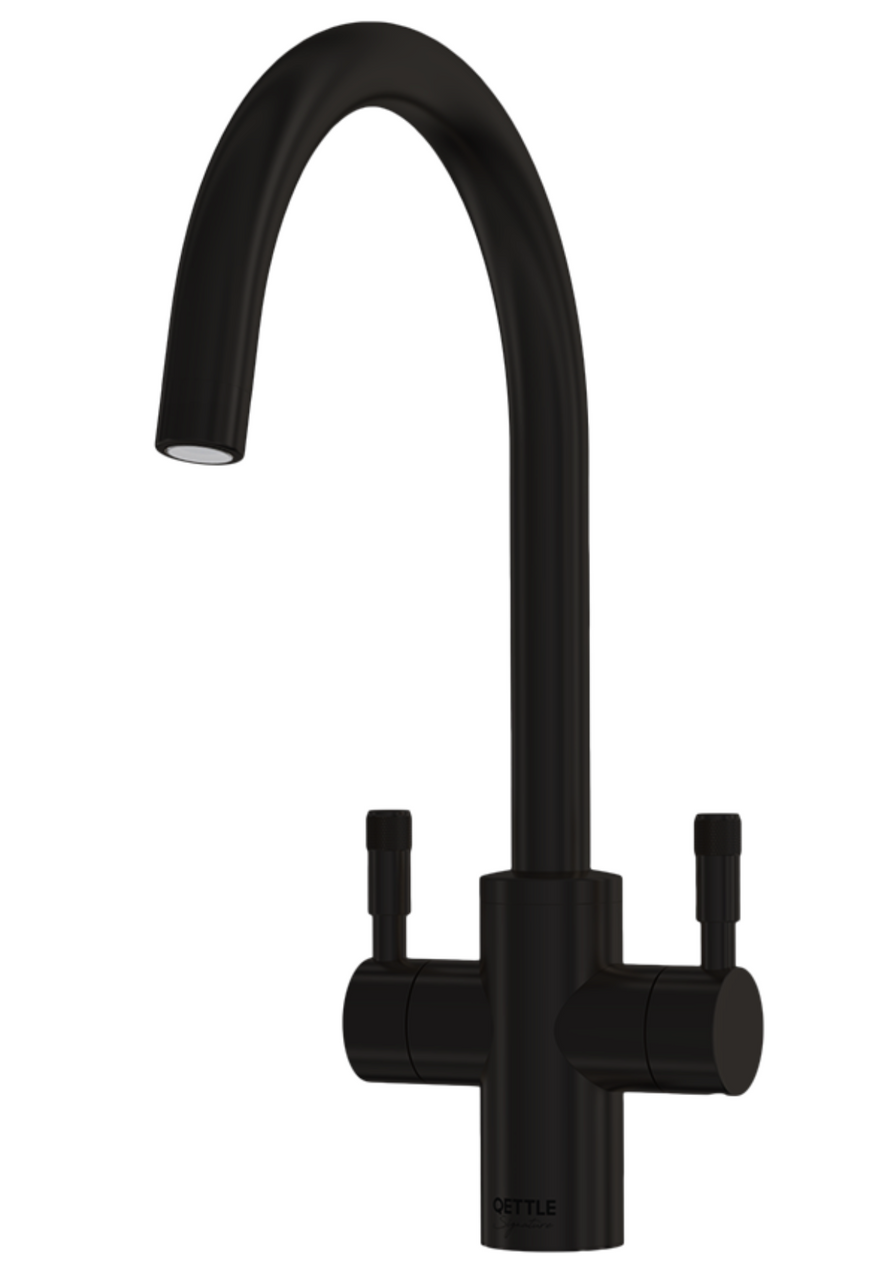 An image of QETTLE Signature Modern Round Mixer Dual Lever Tap - Black