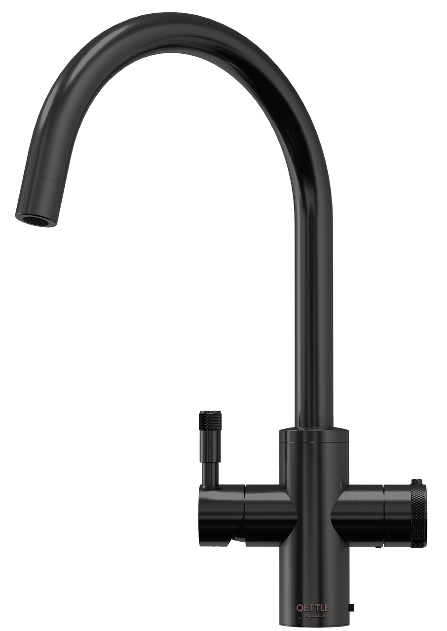 An image of QETTLE Signature 4 in 1 Round Black Boiling Water Tap with 7L Tank