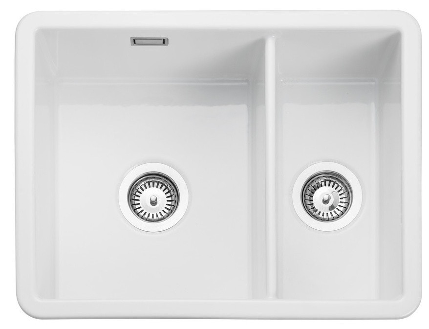 An image of Rangemaster Rustique 1.5 Bowl Inset & Undermount Fire-Clay Ceramic Kitchen Sink ...