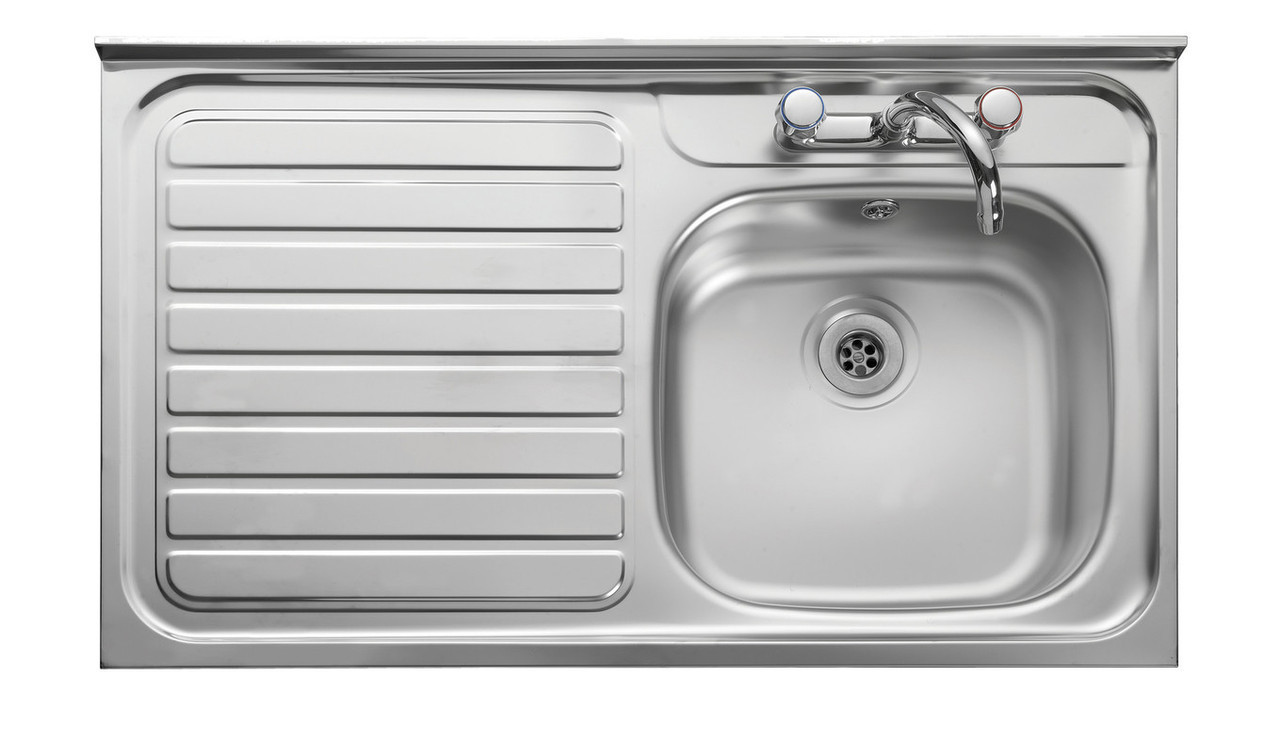 An image of Rangemaster Contract Single Bowl with Left Hand Drainer Inset Stainless Steel Ki...