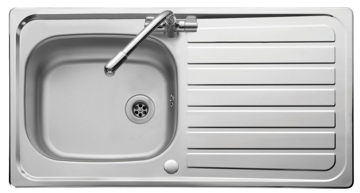 An image of Rangemaster Lexin Single Bowl with 0.9 Gauge Inset Stainless Steel Kitchen Sink ...