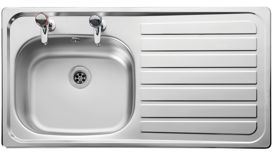 An image of Rangemaster Lexin Single Bowl with Right Hand Drainer 0.6 Gauge Inset Stainless ...