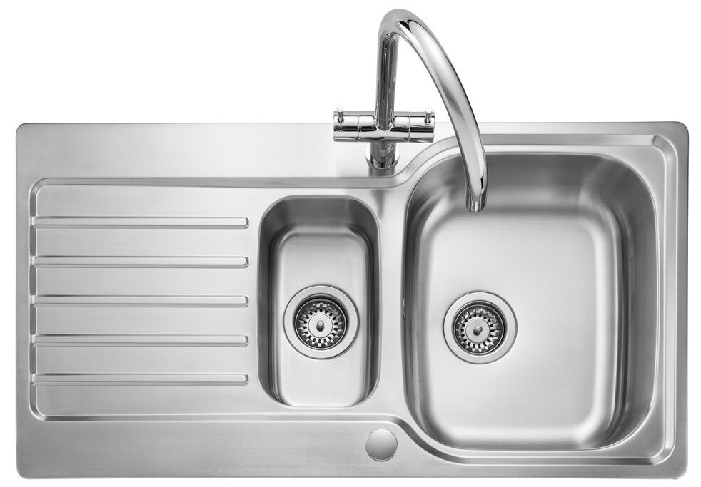 An image of Rangemaster Atlanta 1.5 Bowl Inset Stainless Steel Kitchen Sink - Brushed