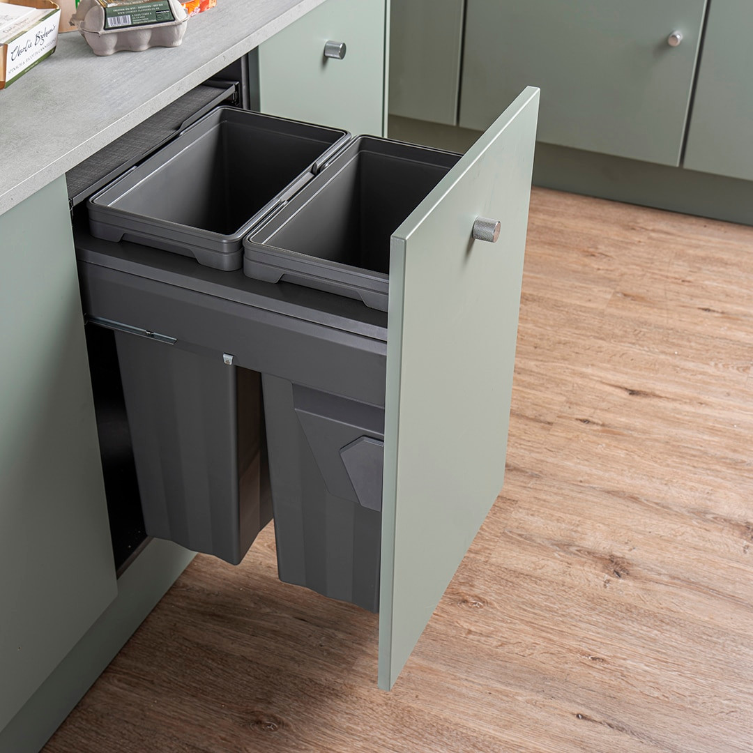 An image of Caple SB5006202 Side Mounted 74L Duo Pull Out Bin