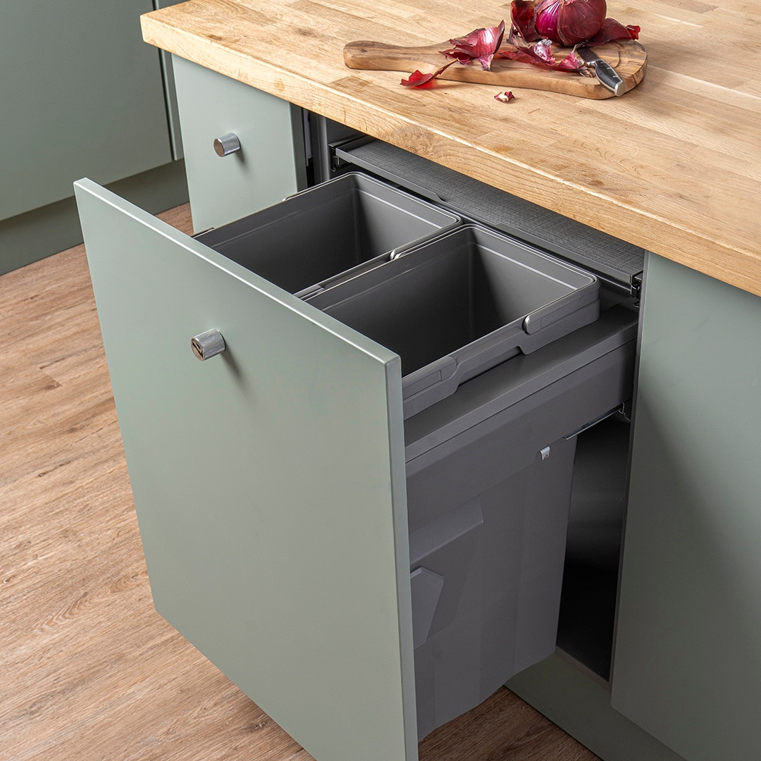 An image of Caple SB6006202 Side Mounted 74L Duo Pull Out Bin