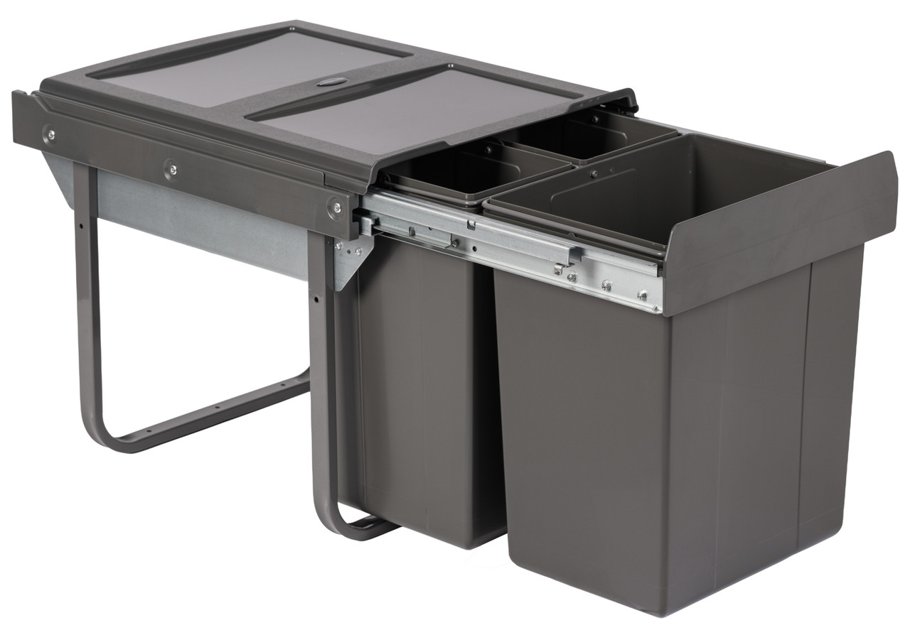 An image of Austen & Co. 40L Built-In Hinged Cupboard Kitchen Bin - 3 Compartments