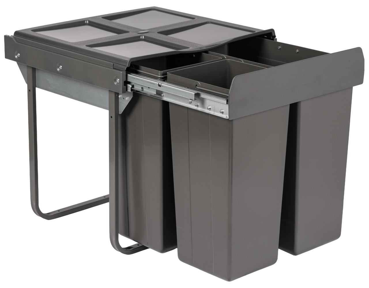 An image of Austen & Co. 68L Built-In Hinged Cupboard Kitchen Bin - 3 Compartments
