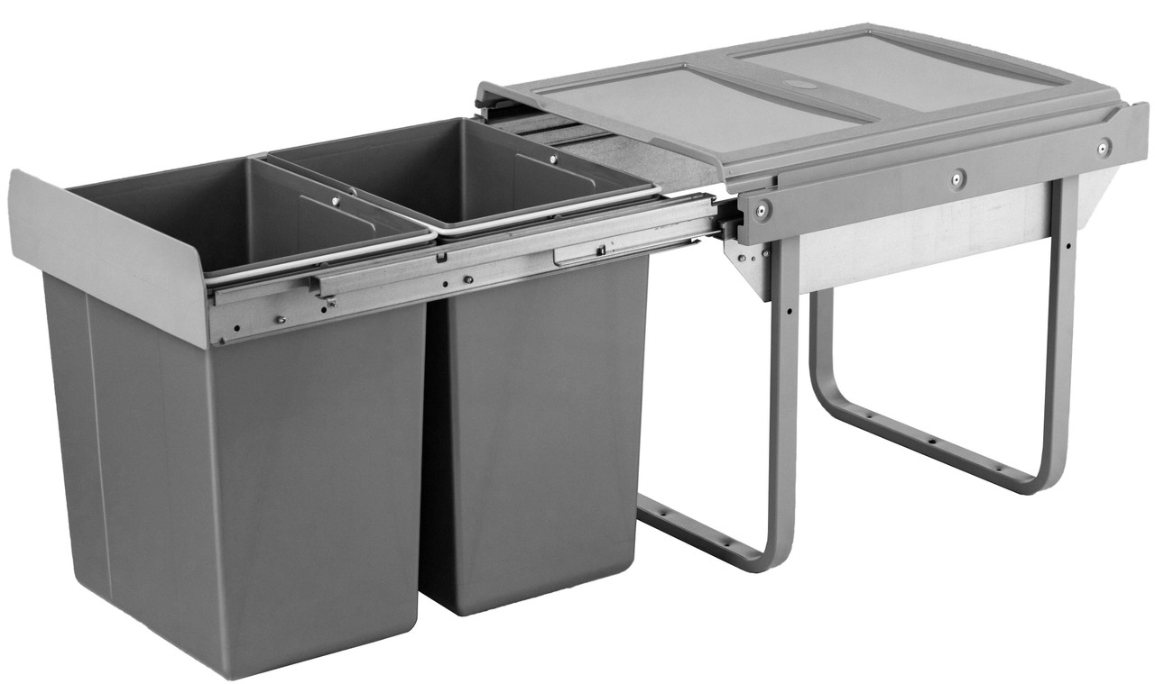 An image of Austen & Co. 40L Built-In Hinged Cupboard Kitchen Bin - 2 Compartments