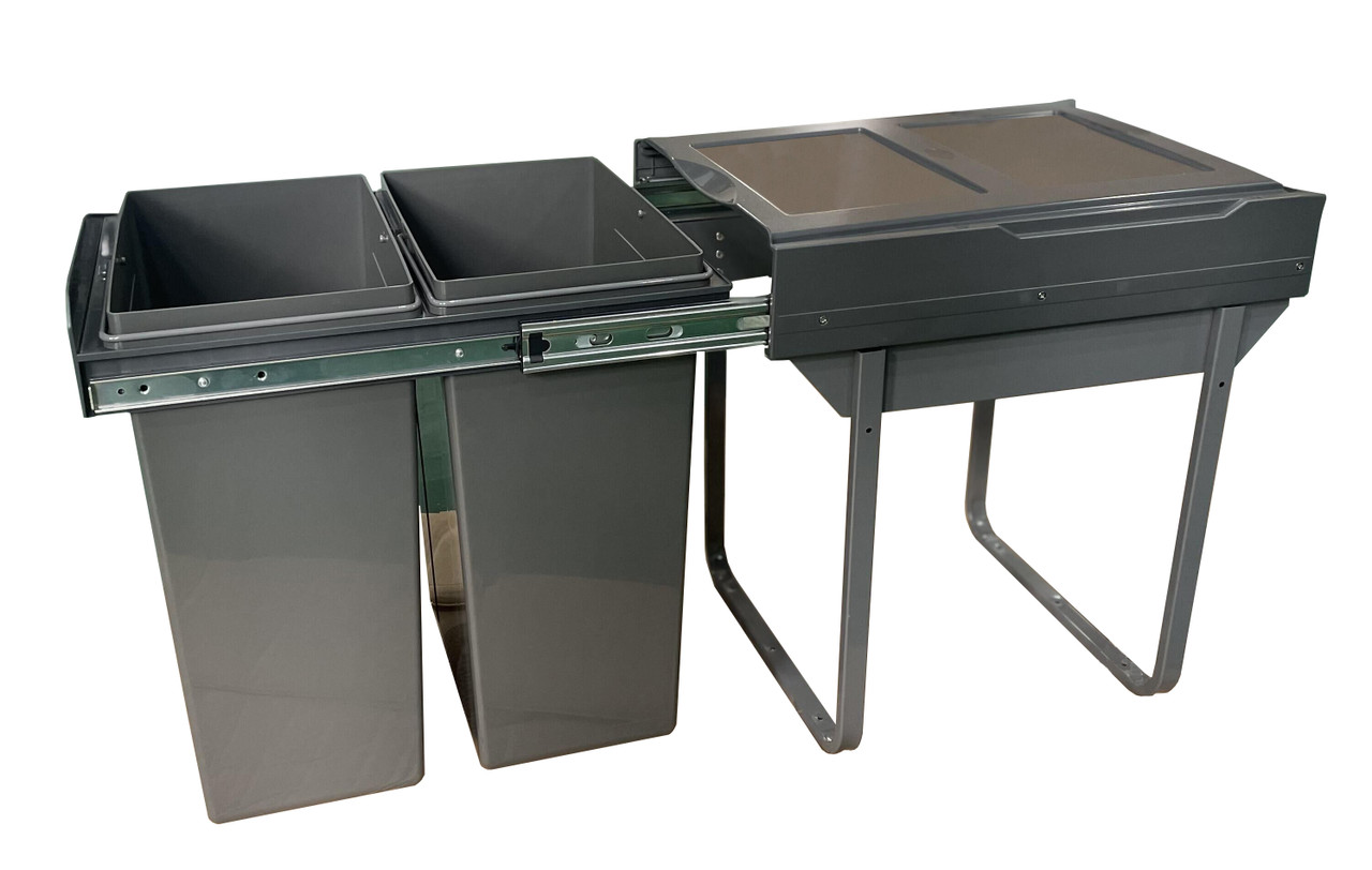 An image of Austen & Co. 56L Built-In Hinged Cupboard Kitchen Bin - 2 Compartments