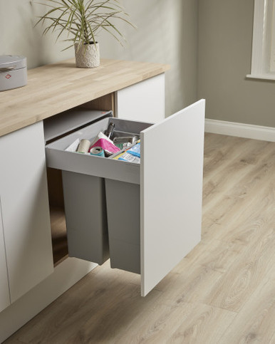 An image of Wesco Grey Pullboy Z 827640-85E Pull Out Built-In Bin
