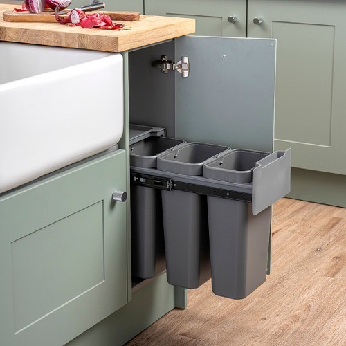 An image of Caple Base Mounted 30L Slide Out Trio Bin
