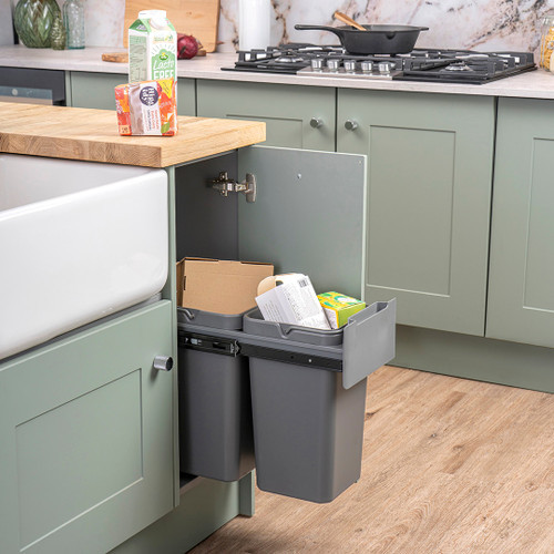 An image of Caple Base Mounted 28L Slide Out Duo Bin