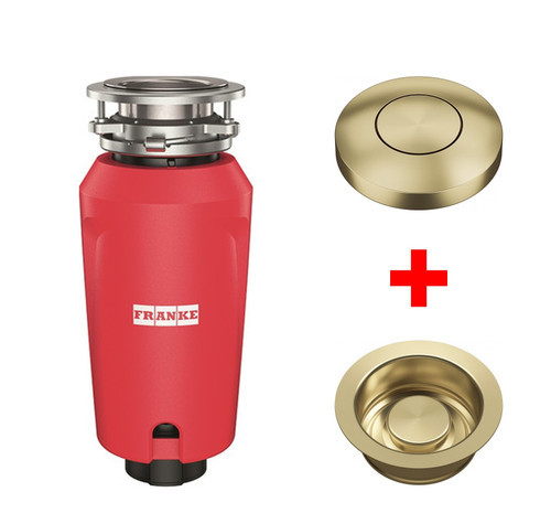 An image of Franke 125 Waste Disposal Unit with Round Air Switch and Flange - Gold