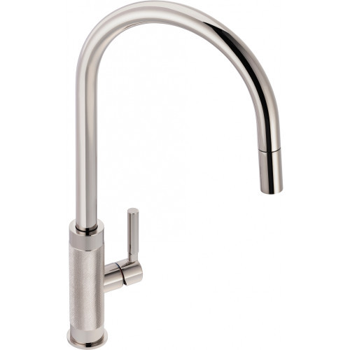 An image of Franke Tessuto J Pull Out Spout Kitchen Tap - Polished Nickel