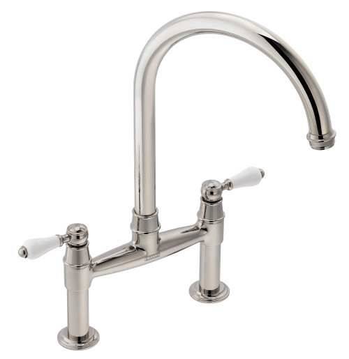 An image of Franke Gloriana Classic Bridge Lever Kitchen Tap - Polished Nickel