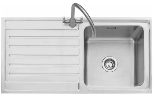 An image of Caple Vanga 100 Single Bowl with Left Hand Drainer Stainless Steel Kitchen Sink