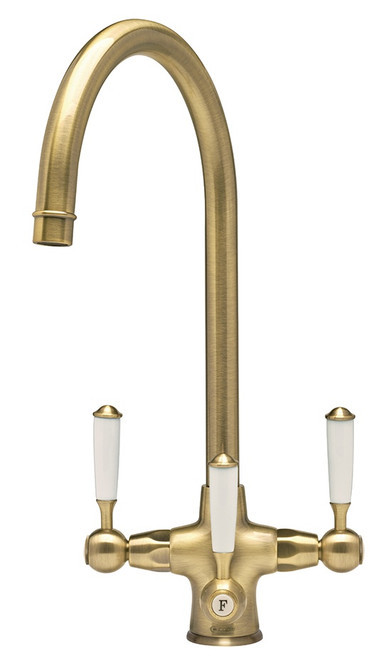An image of Caple Shaftsbury Triple Lever Puriti Kitchen Tap - Antique Brass