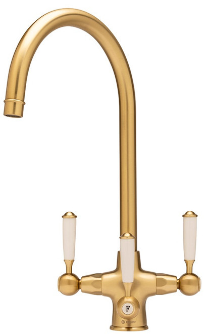 An image of Caple Shaftsbury Triple Lever Puriti Kitchen Tap - Gold