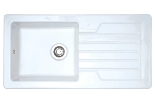 An image of Austen & Co. Matera Single Bowl Inset Ceramic Kitchen Sink with Drainer