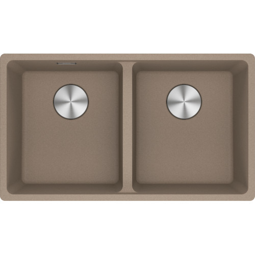 An image of Franke Maris MRG 120-35-35 Fragranite Undermount 2 Bowl Kitchen Sink - Oyster