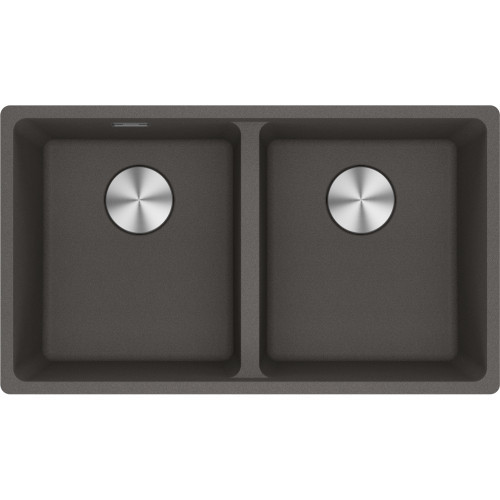 An image of Franke Maris MRG 120-35-35 Fragranite Undermount 2 Bowl Kitchen Sink - Slate Gre...