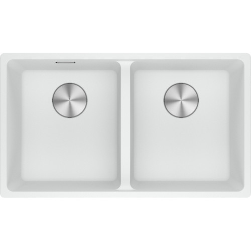 An image of Franke Maris MRG 620-35-35 Fragranite Inset 2 Bowl Kitchen Sink - Polar White