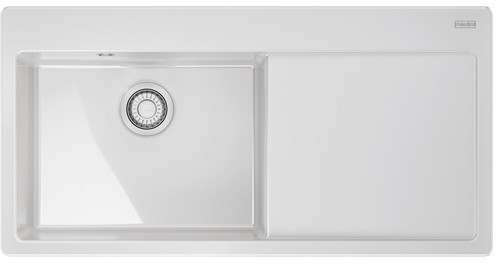 An image of Franke Mythos MYK 611-100 Ceramic Inset Single Bowl RHD Kitchen Sink - White