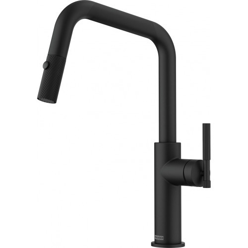 An image of Franke Maris Stripes U Pull Down Mixer Tap - Matt Black