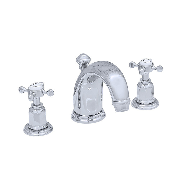 An image of Perrin & Rowe 3701 Three Hole Basin Tap Set, Crosshead Handles